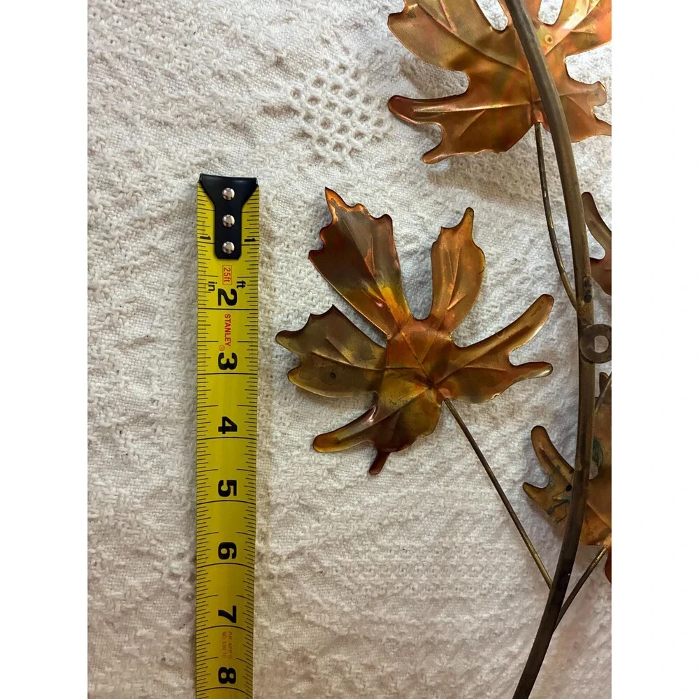 Vintage Metal Leaf Wall Art - Copper & Brass - Brutalist Autumn Decor (Set of 2)